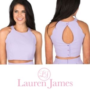Carley crop top / scalloped / seersucker / purple